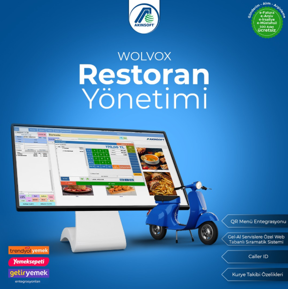 İzmir adisyon programı paket servis yemeksepeti getir trendyol yemek entegrasyonu